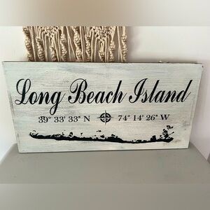 Long Beach Island Wall Sign – White and Black Coastal Decor (LBI NJ)